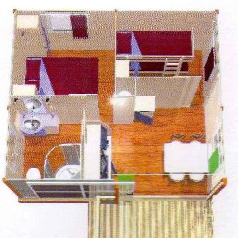 CHALET 4 Personen - Standard 20m² - 2 Zimmer + überdachte Terrasse