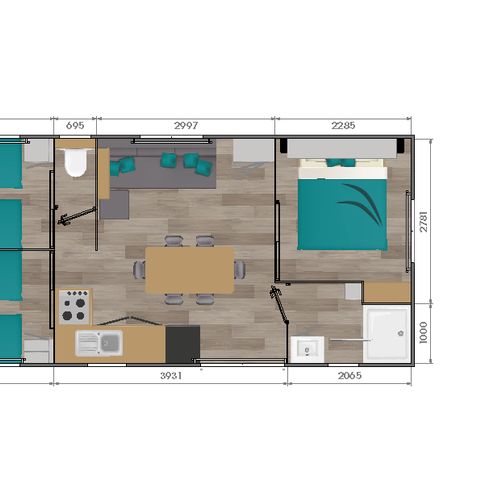 MOBILHOME 8 personnes - COUSERANS avec terrasse couverte