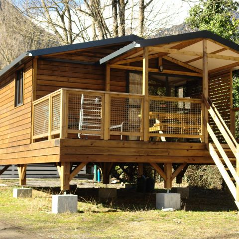 TENDA IN TELA E LEGNO 5 persone - Tenda Lodge Natura 3 Camere 5 Persone + TV