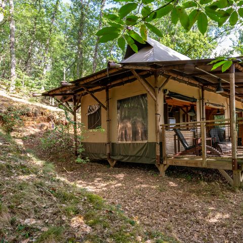 TENTE TOILE ET BOIS 6 personnes - Tente Lodge Premium Safari 3 Pièces 6 Personnes