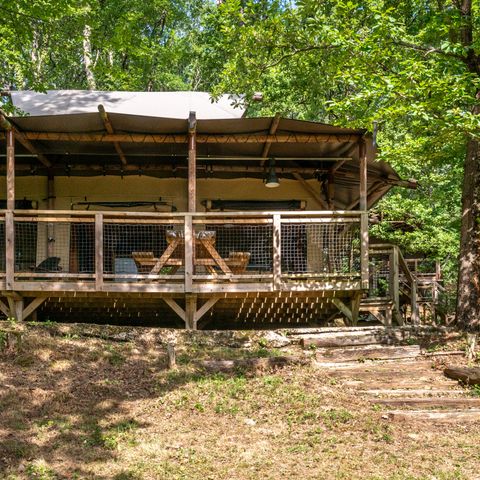 TENTE TOILE ET BOIS 6 personnes - Tente Lodge Premium Safari 3 Pièces 6 Personnes