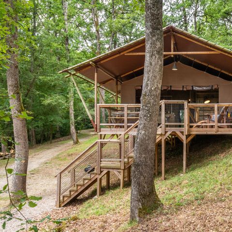 TENTE TOILE ET BOIS 5 personnes - Tente Lodge Safari Wood 3 Pièces 5 Personnes