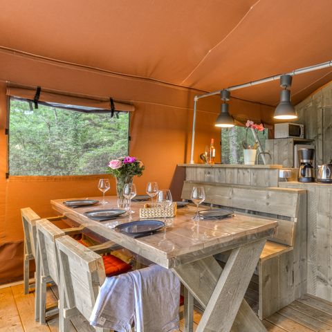 SAFARIZELT 5 Personen - Zelt Lodge Safari Wood 3 Zimmer 5 Personen