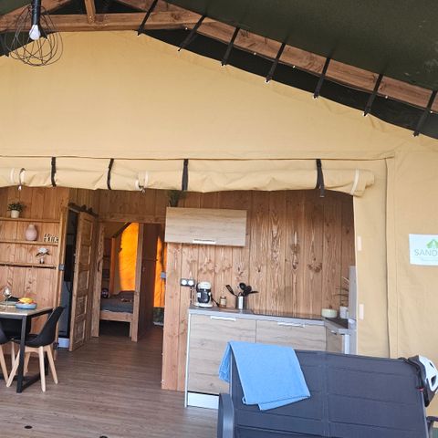 Lodge 6 personen - Tent LODGE LUXE XL SAFARI SANDERS 3 slaapkamers - Overdekt terras 2/6 pers.