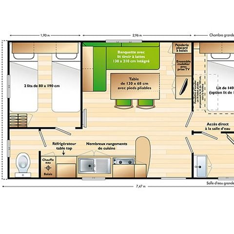 MOBILHOME 4 personnes - Confort 2 chambres