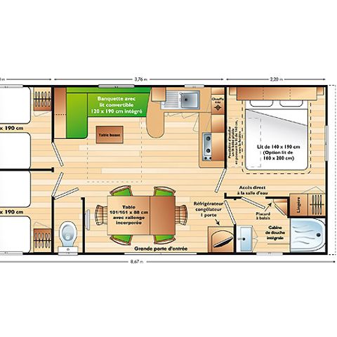 Stacaravan 6 personen - 3-slaapkamer Tribu stacaravan