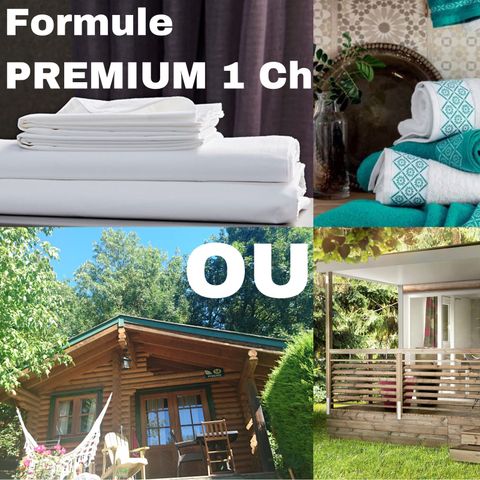 CHALET 2 personas - Paquete PREMIUM - Chalet o casa móvil de 1 dormitorio = sábanas + toallas + tareas domésticas