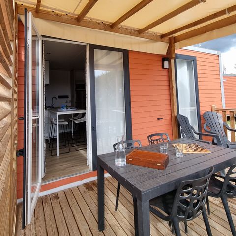 MOBILHOME 4 personnes - Mobil home CONFORT PLUS 2 chambres 8mx4m (29.9m²) + climatisation + lave vaisselles + terrasse + tv