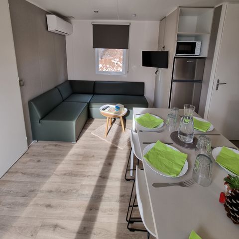 MOBILHOME 6 personnes - Mobil home CONFORT PLUS 3 chambres 8.81mx4m (33m²) + climatisation + lave vaisselles + terrasse + tv