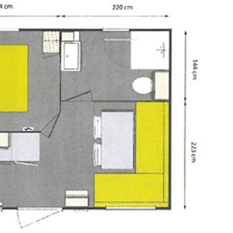 Mobilheim 2 Personen - Mobilheim Komfort 18m² - 1 Schlafzimmer + TV + Klimaanlage