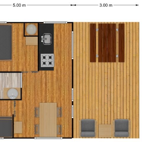 CANVAS BUNGALOW 4 people - Safari tent (2 bedrooms,WC/SDB)