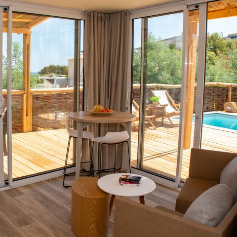 Stacaravan 8 personen - Lodge Riviera 2 tot 8 pers. met airconditioning Plancha