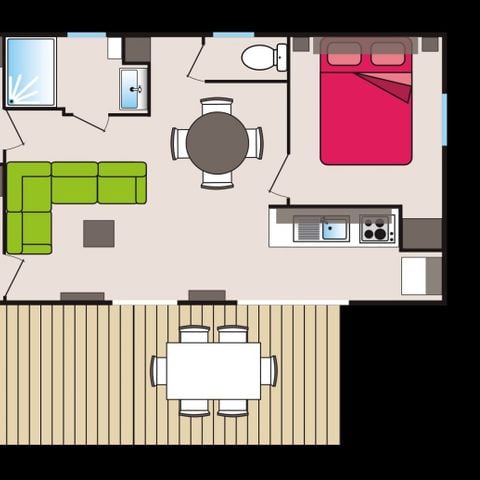 MOBILHOME 6 personnes - COTTAGE AMARENA 34 m² 3 CHAMBRES A