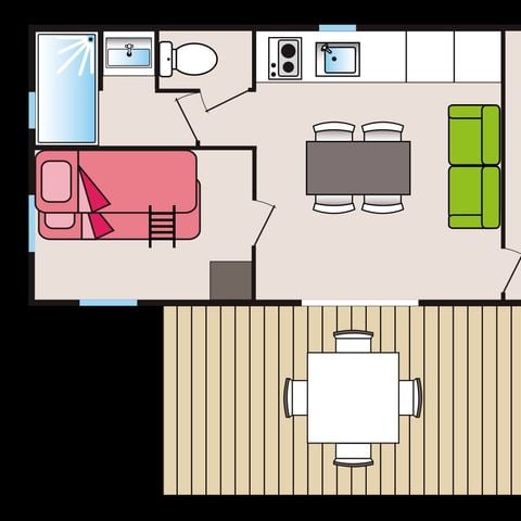 MOBILHOME 4 personnes - COTTAGE BIGARREAU 26 m² 2 CHAMBRE C