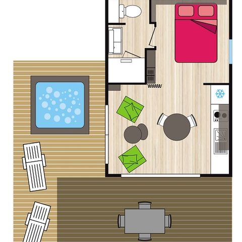 MOBILHOME 2 personnes - Premium - Le Somail - 21 m2 - 1 ch - 1 sdb - spa