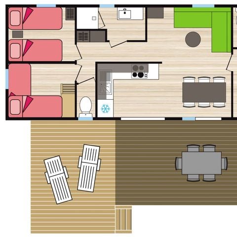 MOBILHOME 6 personnes - COTTAGE PREMIUM ESPINOUSE 40 m² 3 ch 2 sdb A