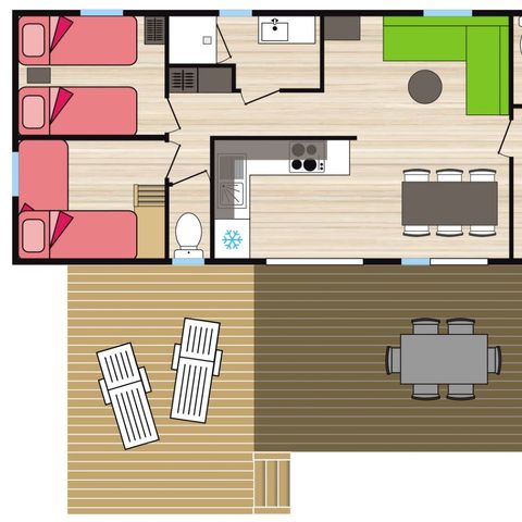 Mobilheim 6 Personen - Premium - L'Espinouse - 40 m2 - 3 Schlafräume - 2 Bäder - -