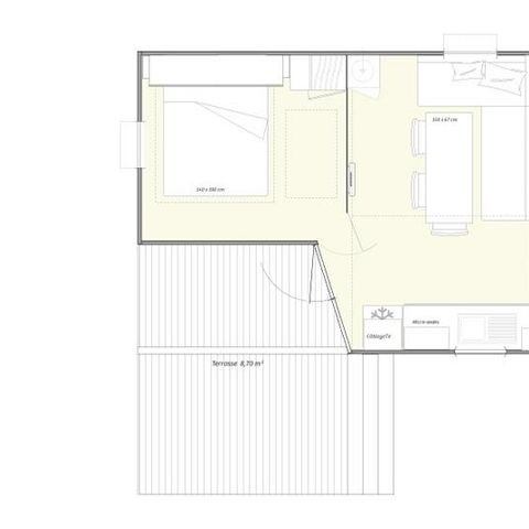 MOBILHEIM 6 Personen - Le Family Plus 3 Zi 32m² - 6 pers + Baby (4 Erwachsene MAX - - Klimaanlage optional)