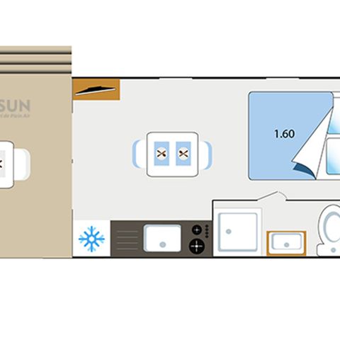 MOBILHOME 2 personnes - Mobil Home Key Westotel 20m² -  1 chambre + TV +Clim