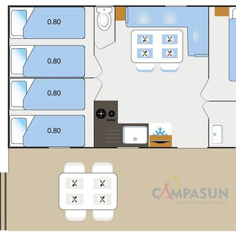 MOBILHEIM 6 Personen - Mobilheim Aups - 28m² - 3 Schlafzimmer + TV + A/C