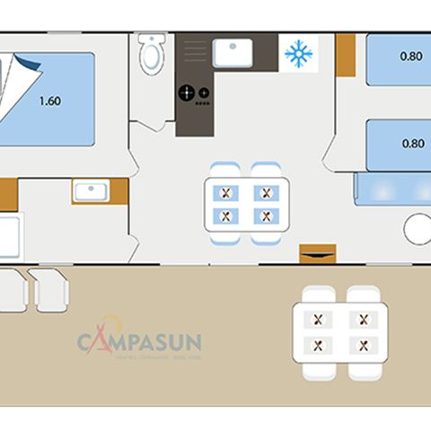 MOBILHEIM 4 Personen - Mobilheim Castellane - 30m² - 2 Schlafzimmer + TV + A/C