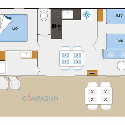 MOBILHOME 4 personnes - Mobil home Castellane côté jardin - 30m² - 2 chambres + TV + A/C