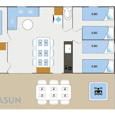 MOBILHOME 6 personas - Mobil home Cotignac Jacuzzi privado - 33m² - 3 habitaciones - Lavavajillas + TV + A/C