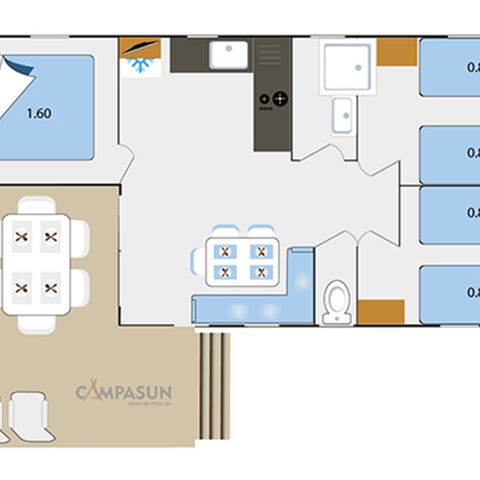 MOBILHOME 6 personnes - Mobil home Tourtour - 33m²  - 3 chambres + Tv + A/C