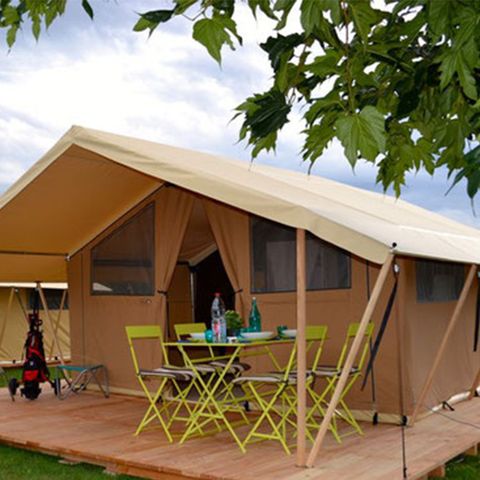CANVAS AND WOOD TENT 5 people - Lodge tent Cabanon on stilts 2 bedrooms