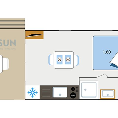 MOBILHEIM 2 Personen - Key westotel - 20 m² - 1 Zimmer