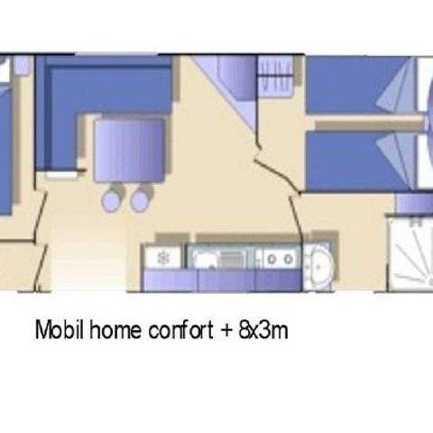 MOBILHEIM 4 Personen - Komfort Klimatisiert - 2 Zi - 3 x 8m / Palme und Olivenbaum