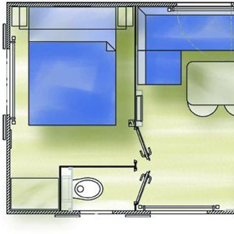 MOBILHOME 4 personas - MOBIL HOME Aire acondicionado - 2 dormitorios - 3.40 x 7.80m / Roble Verde