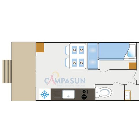 UNIEKE ACCOMMODATIE 4 personen - Roulotte met uitzicht op het meer - 20.40m² - 2 kamers (2 volwassenen + 2 kinderen)