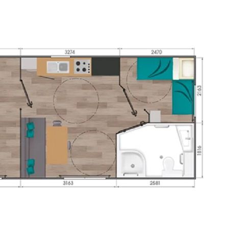 Stacaravan 4 personen - Confort+ 2 slaapkamers 4 personen PRM