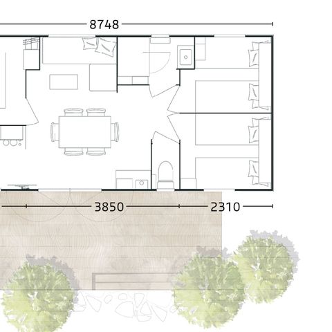 MOBILHEIM 6 Personen - Premium-Bereich , 33m² - Klimaanlage - TV