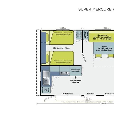 MOBILHOME 4 personnes - MH2 PARADIS 30 m², avec sanitaires