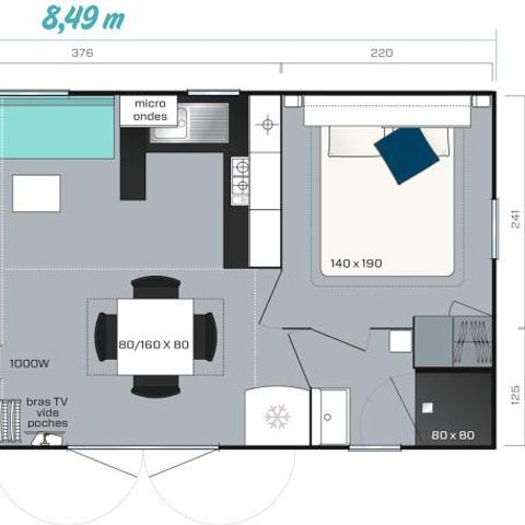 MOBILHOME 6 personas - MH3 PREMIUM, con instalaciones sanitarias