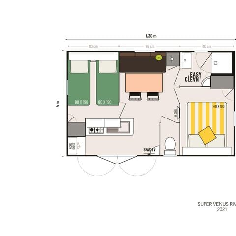 MOBILHOME 4 personnes - 2 chambres Venus Confort 22m² - climatisation