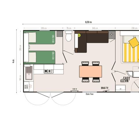 MOBILHOME 4 personnes - 2 chambres Family Plus Confort 30m² - climatisation