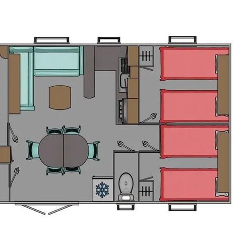 MOBILHOME 6 personas - Casa móvil de 3 dormitorios (48 m²)