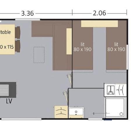 MOBILHEIM 4 Personen -  PARADISE klimatisiert SONNTAG