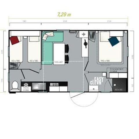 MOBILHOME 6 personnes - 2 chambres  Tarn-et-Garonne climatisé