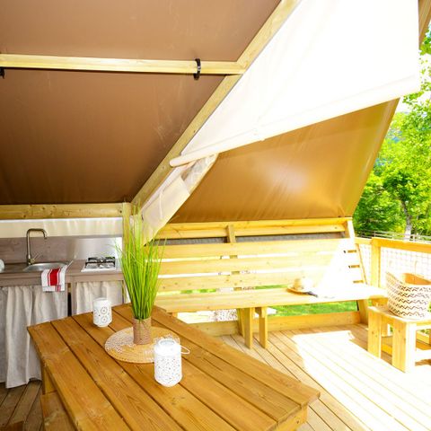 TENDA IN TELA E LEGNO 5 persone - Lodge Comfort Tent (con servizi igienici)