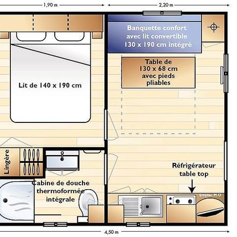 MOBILHOME 2 personnes - Mobil-home ASTRIA - modèle 2014 - 1 chambre