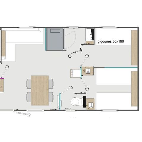 STACARAVAN 8 personen - Loisir+ 8 slaapplaatsen 3 kamers 30m² (2 kamers)