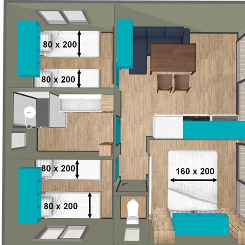 CHALET 6 personen - Chalet Privilège Grand Panoramic - 3 kamers - 33m2, overdekt terras van 14m2