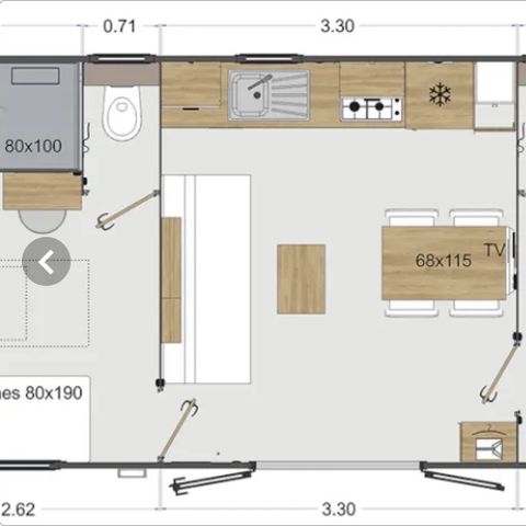 MOBILE HOME 4 people - Olivier (2023), 2 bedrooms 2 bathrooms, large living room (tv), terrace, wifi