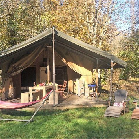 TENTE TOILE ET BOIS 5 personnes - Tente Lodge Safari 35 m² - 2 chambres - 10 m² terrasse couverte