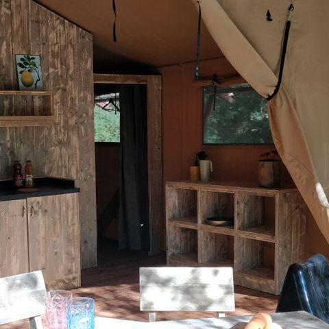 TENTE TOILE ET BOIS 4 personnes - Tente Luxe Lodge Safari Dimanche bord de rivière 40 m2