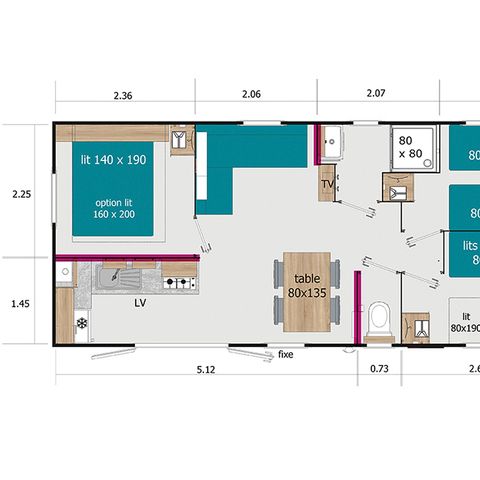 MOBILHOME 6 personnes - 3 chambres